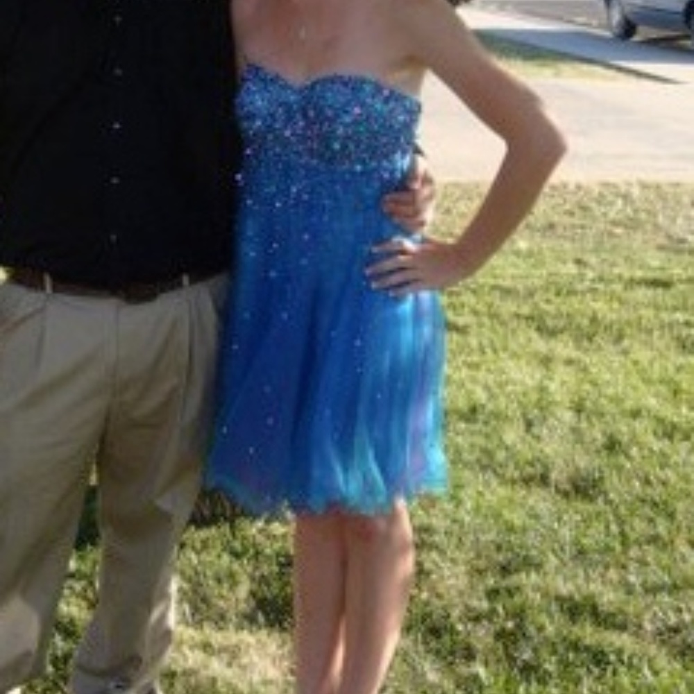 Blue Sequin Ombre Formal Dress